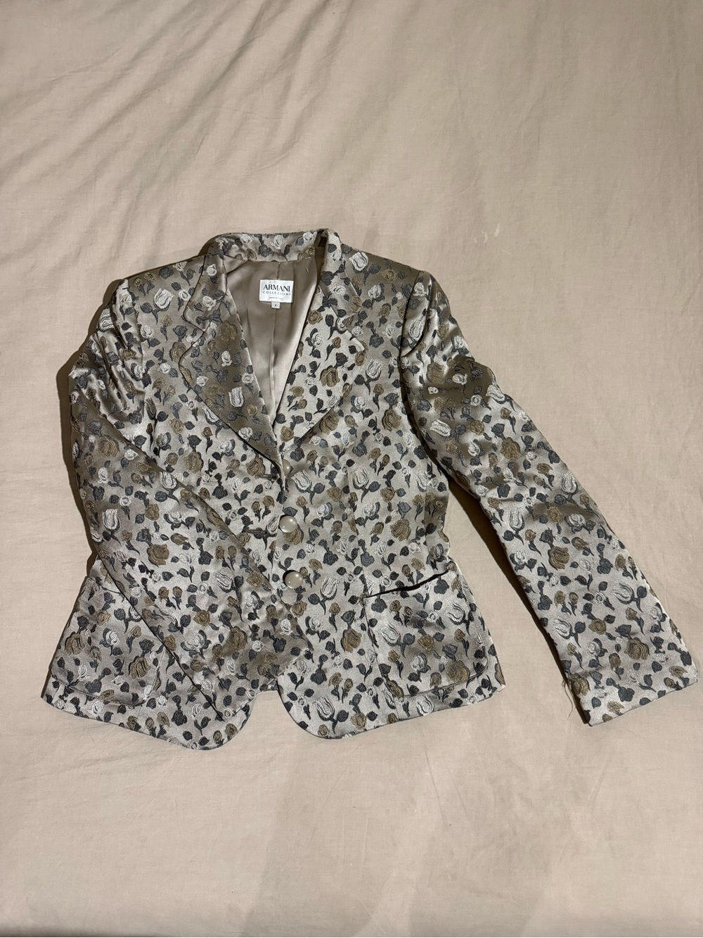 Armani Collezioni Silver Floral Metallic Blazer
